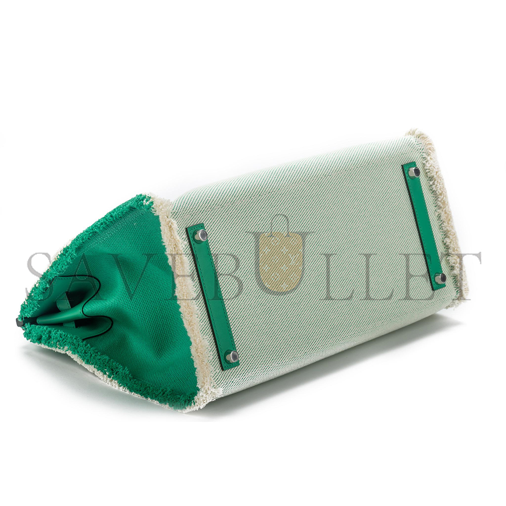 H**mes master birkin 35 swift and canvas mint green tassel silver buckle her082501it (35*25*17.5cm)